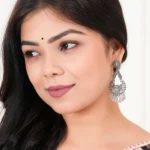 Women’s Traditional Silver AZ838-OXidised Chandbali Ethnic Design Jhumka/Jhumki Earrings for Women